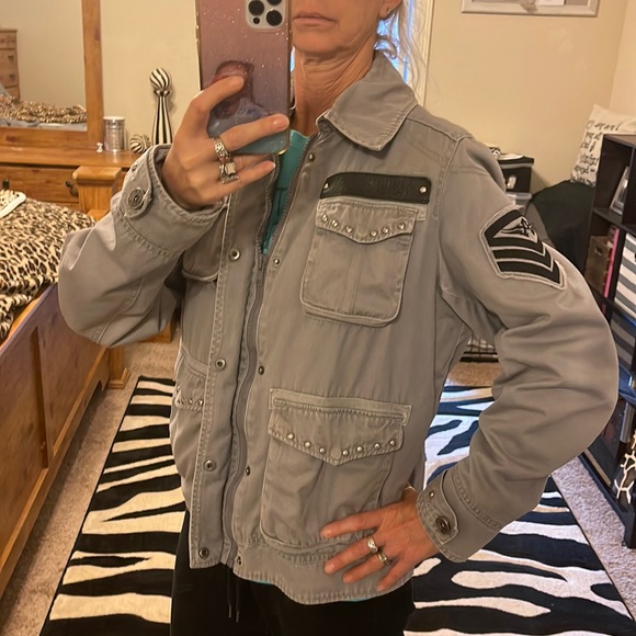 Rare🔥💥 Affliction limited Edition Unisex bomber jacket/coat w/ faux fur lining - Picture 14 of 17